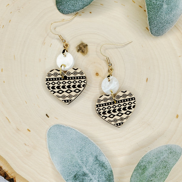 Valentine Dot, Aztec Heart Earrings - Multiple options available