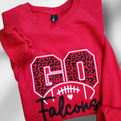 Crewneck Football Go Mascot 3D Embroidered