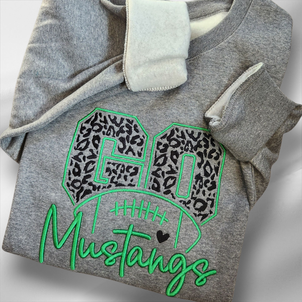 Crewneck Football Go Mascot 3D Embroidered