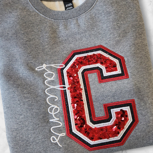 Sequin School Spirit Crewneck