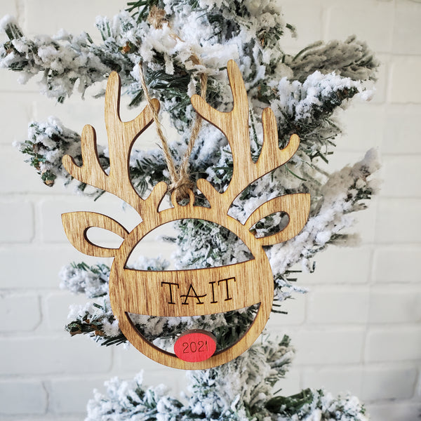 Christmas Personalized Reindeer Ornament - Home Decor