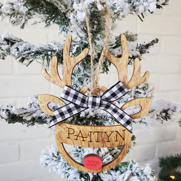 Christmas Personalized Reindeer Ornament - Home Decor