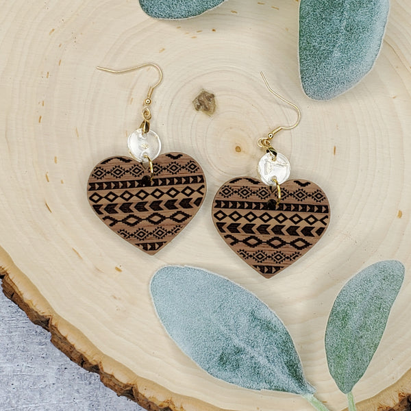 Valentine Dot, Aztec Heart Earrings - Multiple options available