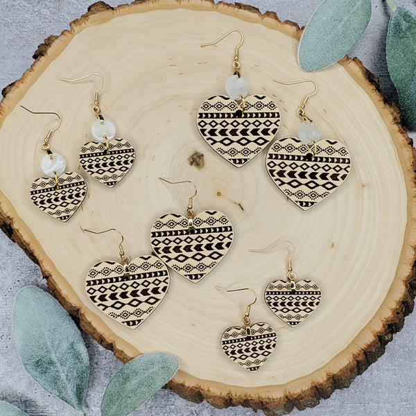 Valentine Dot, Aztec Heart Earrings - Multiple options available